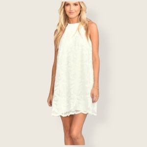 CLEARANCE- MUMU MINI DRESS WHITE EVERLASTIN LACE